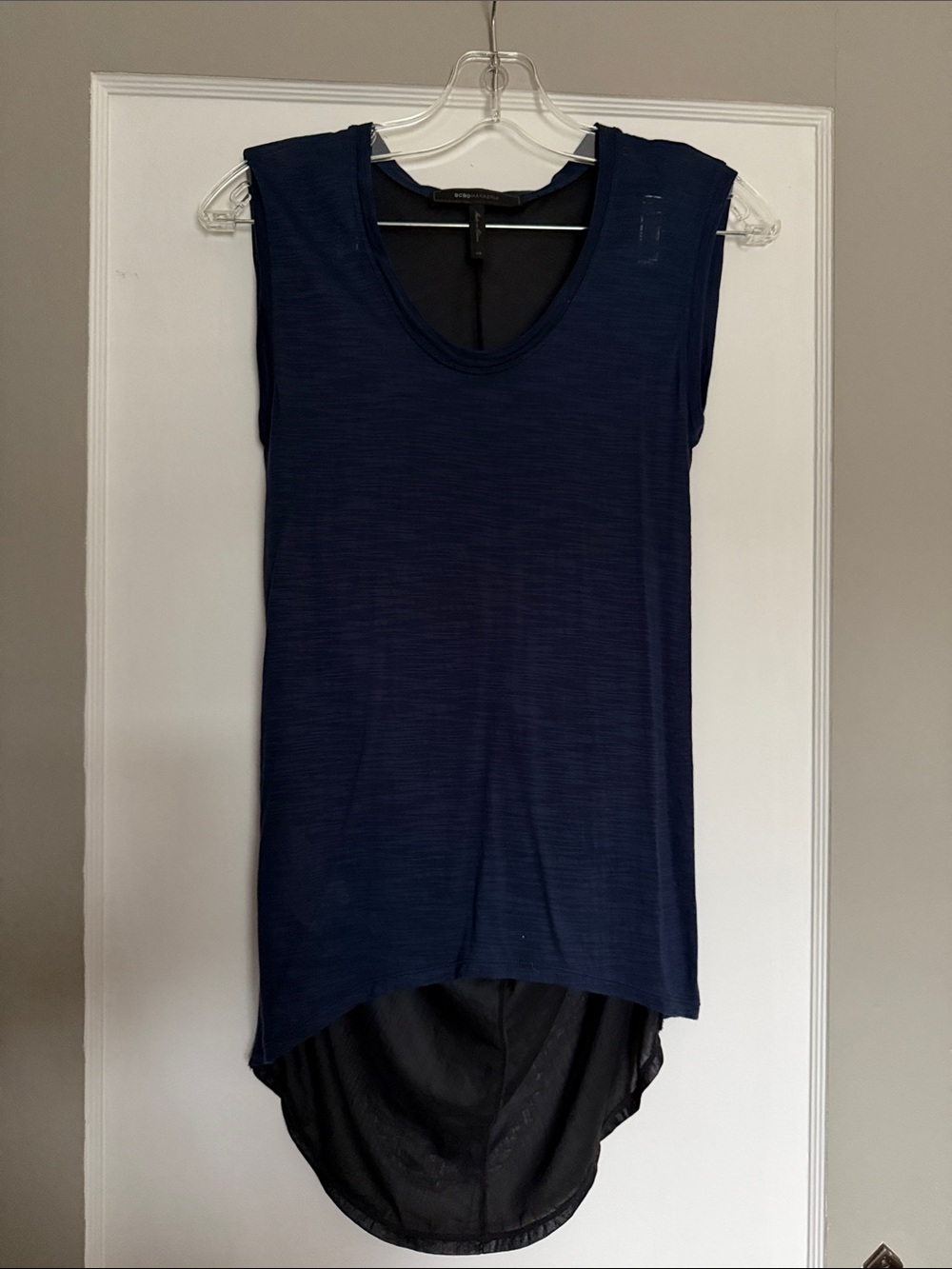 BCBGeneration Navy Sleeveless High-Low Tank